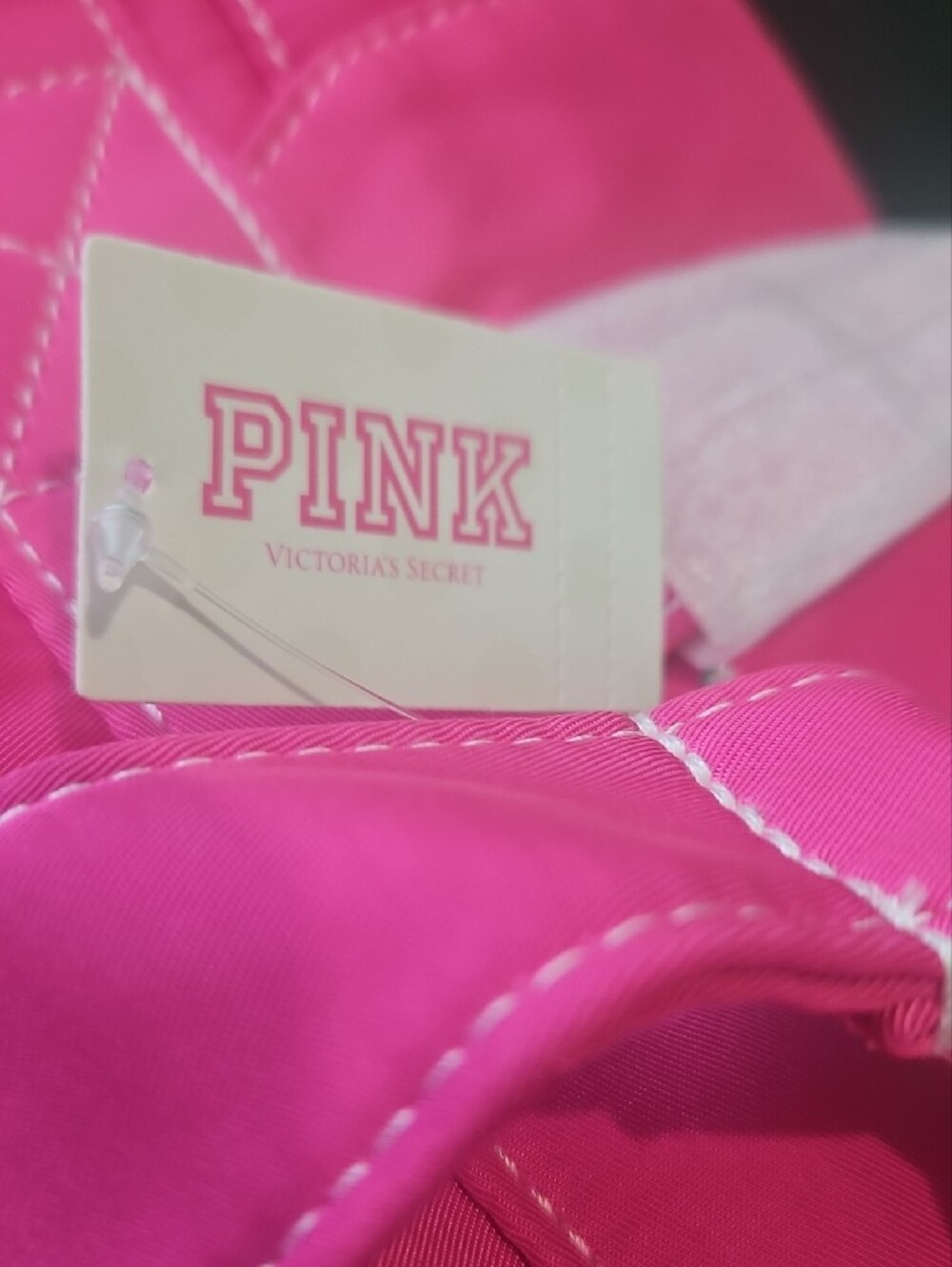 PINK Victoria's Secret Bright Pink Studded Drawstring Backpack - Picture 4 of 12